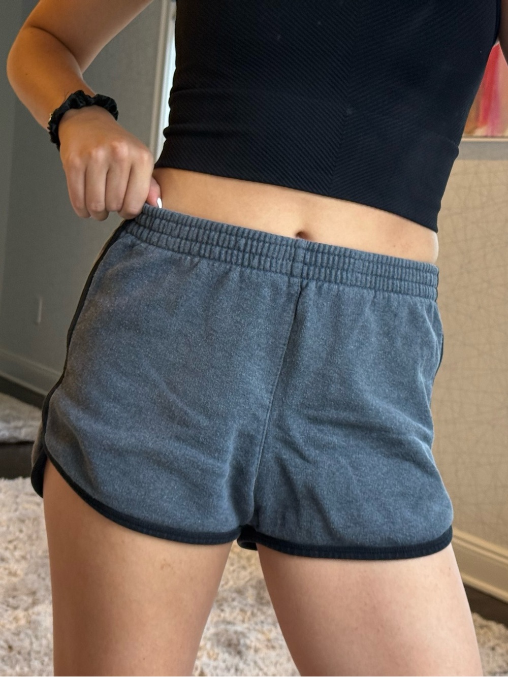 Brandy Melville Grey Athletic Shorts with Black Trim